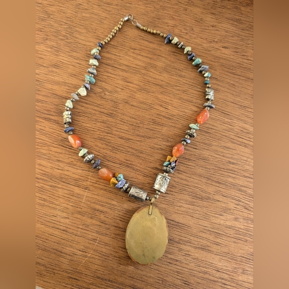 Vintage Antique Ancient Pendant Turquoise Necklace Boho Western Style - Picture 7 of 8